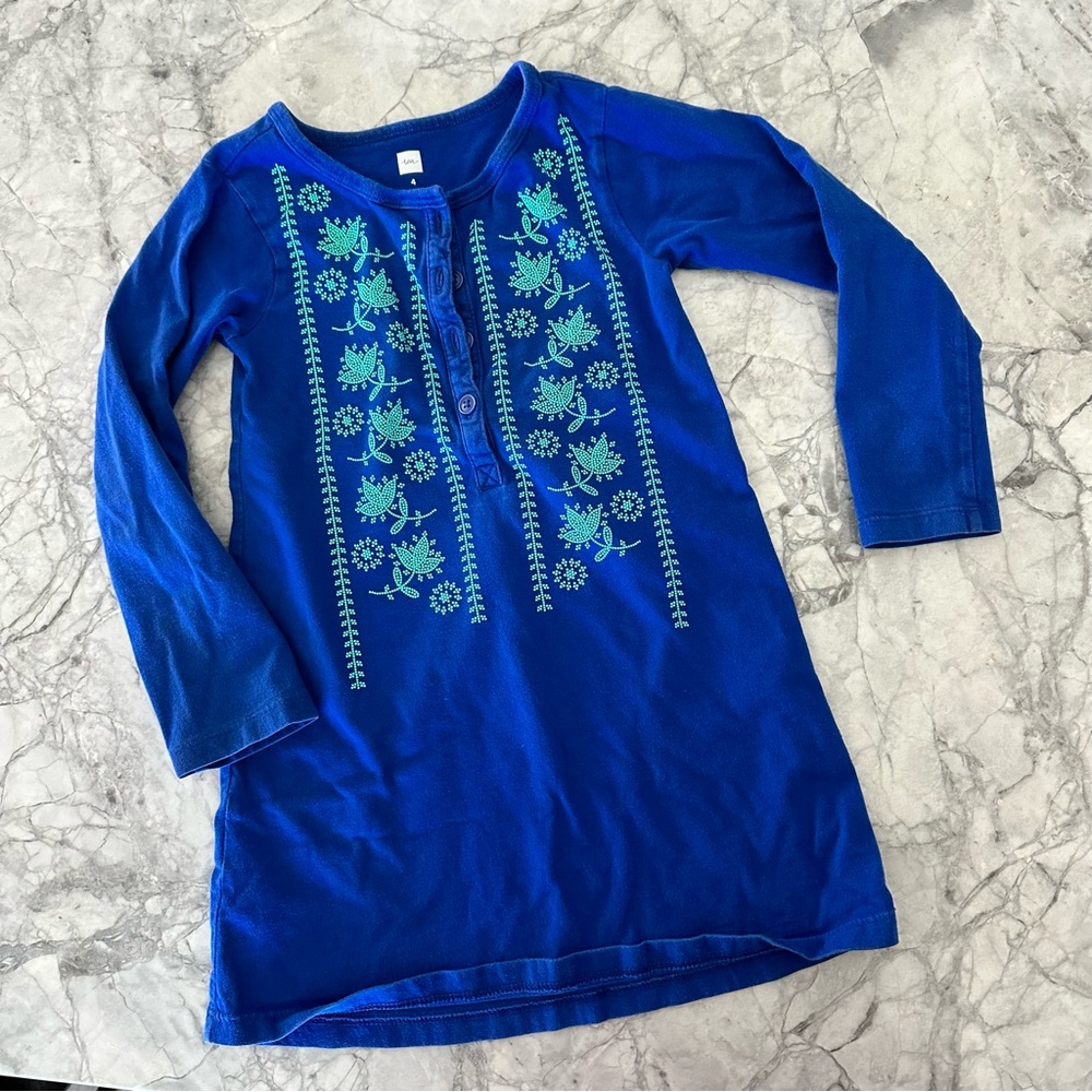 Tea Collection Royal Blue Long Sleeve Dress